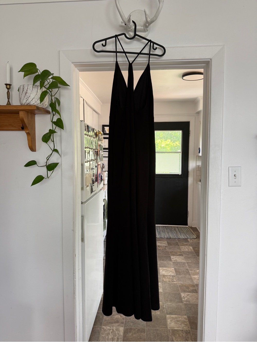 INA Black Spaghetti-Strap Gown